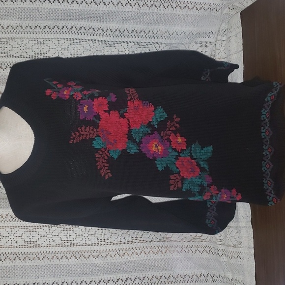Vintage Eddie Bauer Womens Knit Floral Sweater - Picture 1 of 7